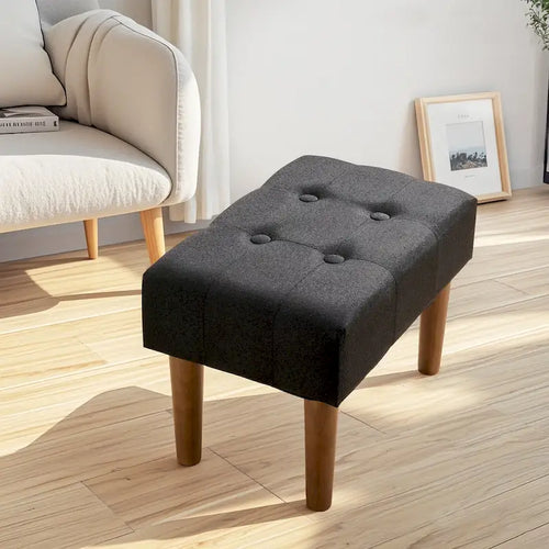 Lot de 2 petits repose-pieds ottoman, repose-pieds ottoman en lin avec pieds, repose-pieds rembourré rectangulaire