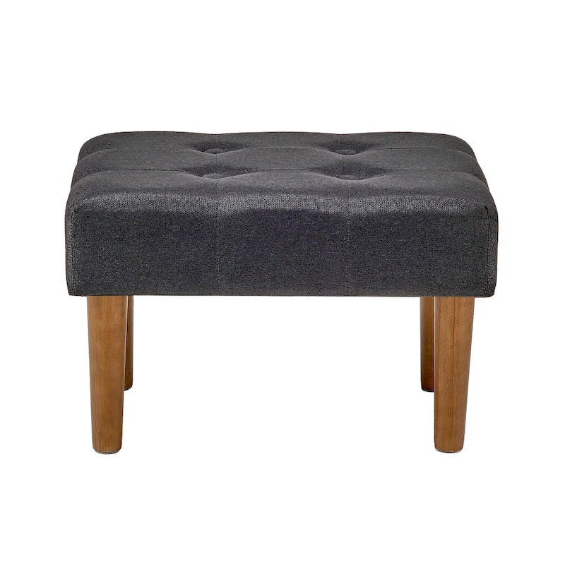 Lot de 2 petits repose-pieds ottoman, repose-pieds ottoman en lin avec pieds, repose-pieds rembourré rectangulaire