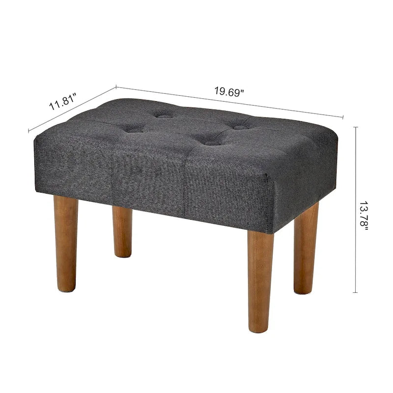 Lot de 2 petits repose-pieds ottoman, repose-pieds ottoman en lin avec pieds, repose-pieds rembourré rectangulaire