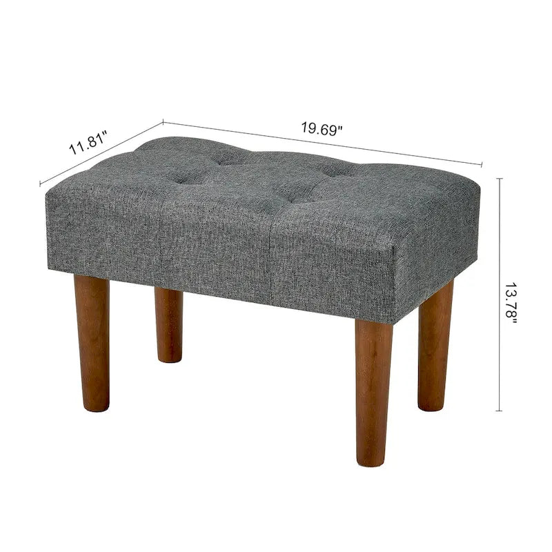 Lot de 2 petits repose-pieds ottoman, repose-pieds ottoman en lin avec pieds, repose-pieds rembourré rectangulaire