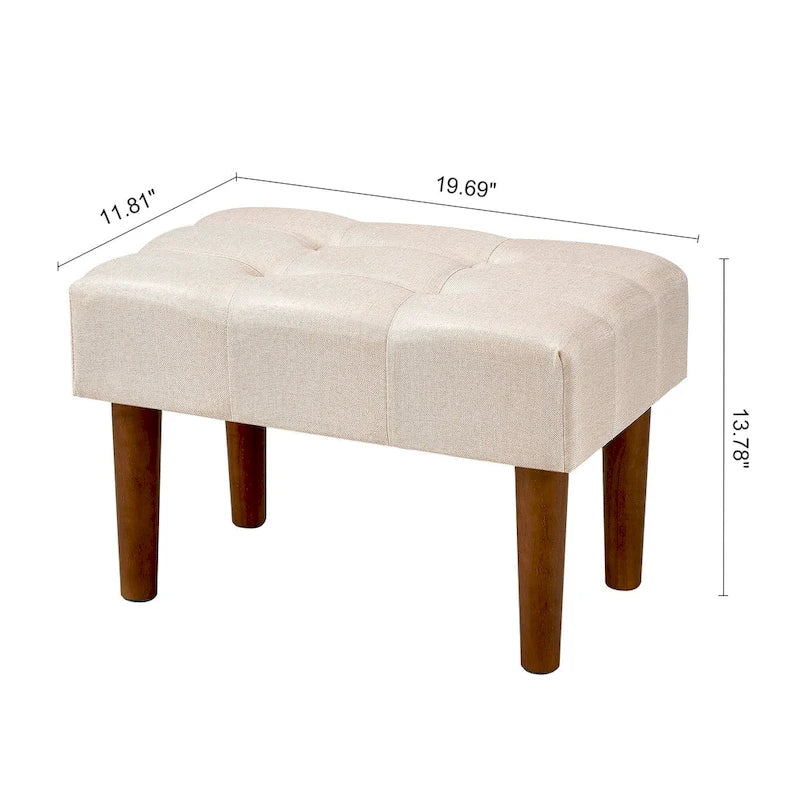 Lot de 2 petits repose-pieds ottoman, repose-pieds ottoman en lin avec pieds, repose-pieds rembourré rectangulaire