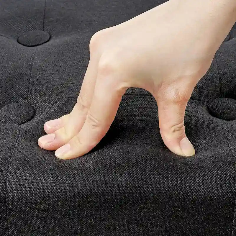 Lot de 2 petits repose-pieds ottoman, repose-pieds ottoman en lin avec pieds, repose-pieds rembourré rectangulaire