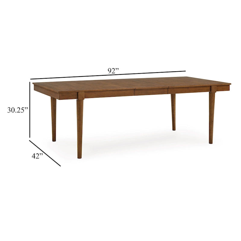 Table de salle à manger, pieds fuselés, extensible 188-234 cm en bois dur marron