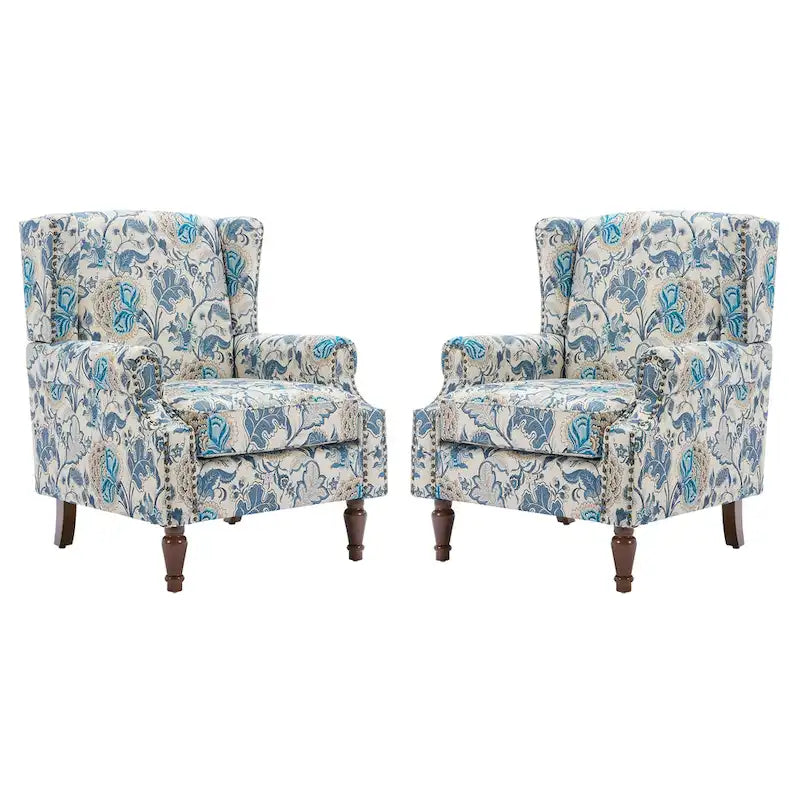 Ensemble de 2 fauteuils d'appoint rembourrés à motifs pour salon