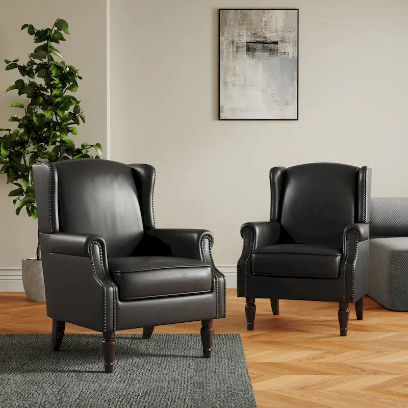 Ensemble de 2 fauteuils d'appoint rembourrés à motifs pour salon