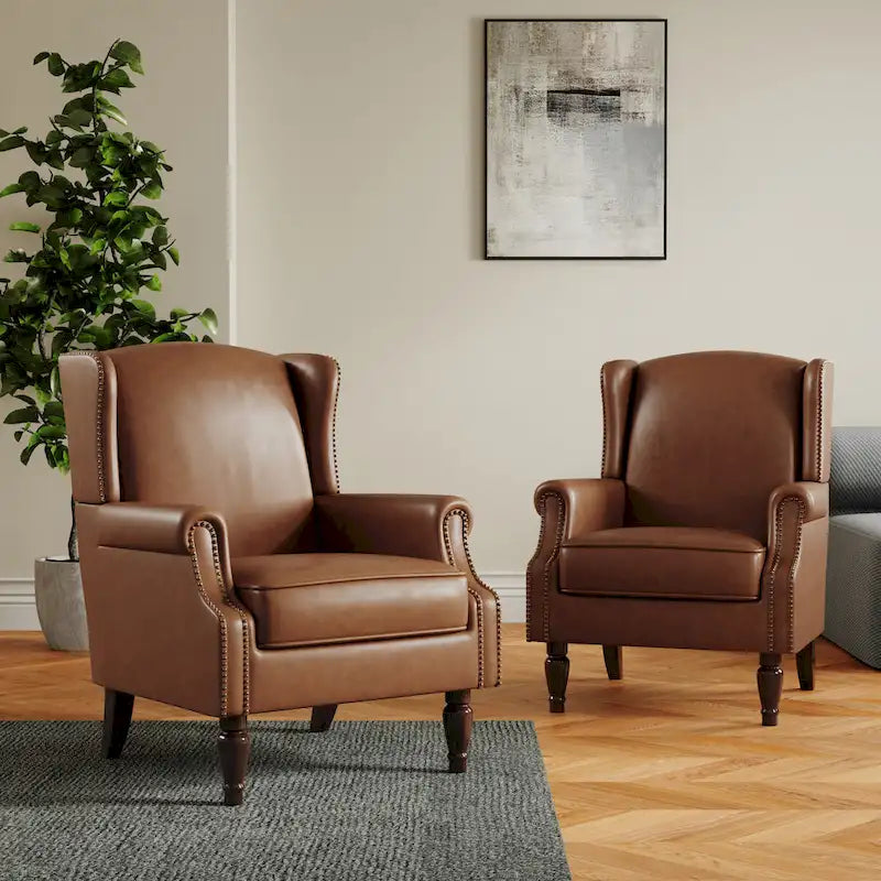 Ensemble de 2 fauteuils d'appoint rembourrés à motifs pour salon