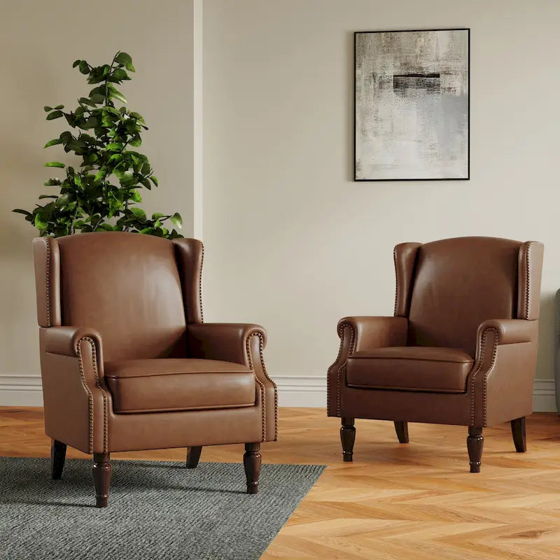 Ensemble de 2 fauteuils d'appoint rembourrés à motifs pour salon
