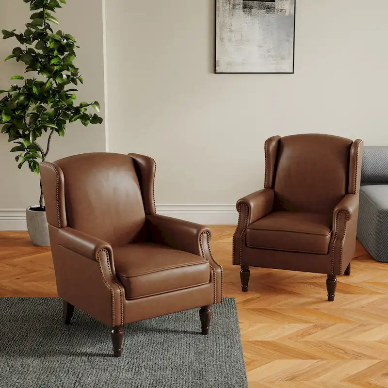 Ensemble de 2 fauteuils d'appoint rembourrés à motifs pour salon