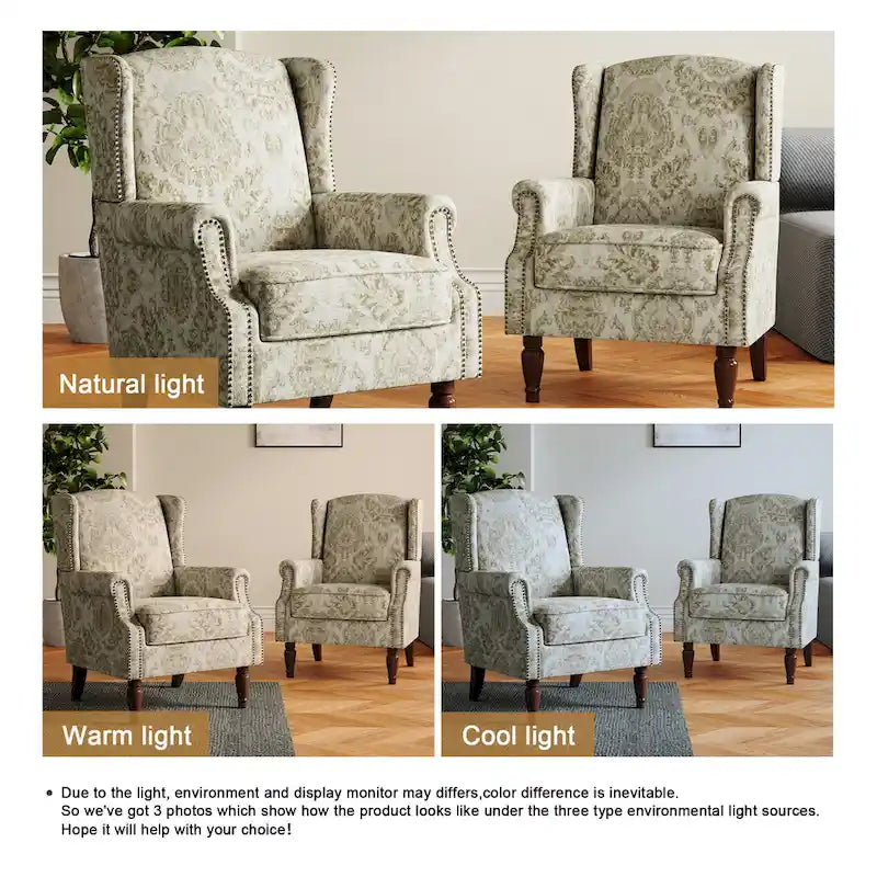 Ensemble de 2 fauteuils d'appoint rembourrés à motifs pour salon