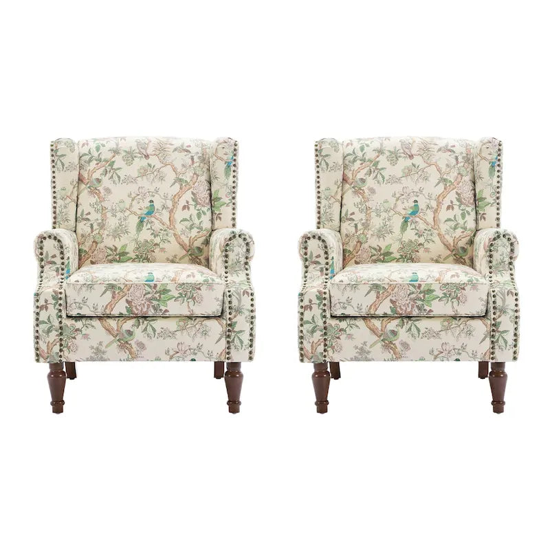 Ensemble de 2 fauteuils d'appoint rembourrés à motifs pour salon