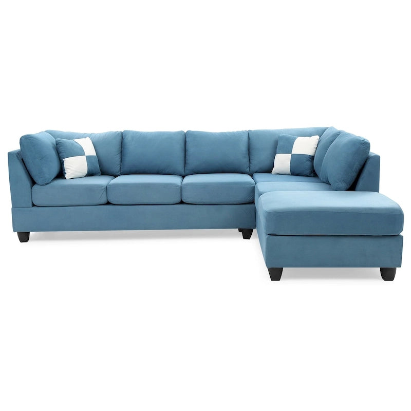 Canapé sectionnel 4 places en suédine de 282 cm avec 2 coussins de 282L x 198l x 86H cm