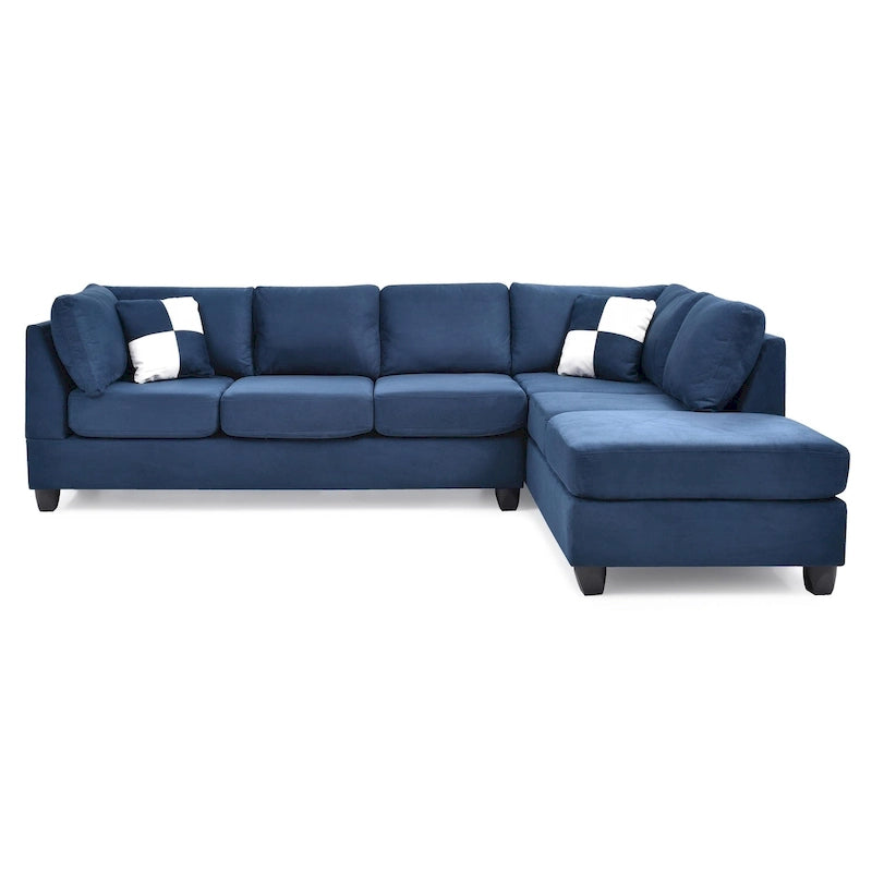 Canapé sectionnel 4 places en suédine de 282 cm avec 2 coussins de 282L x 198l x 86H cm