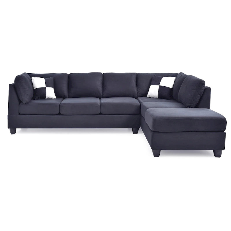 Canapé sectionnel 4 places en suédine de 282 cm avec 2 coussins de 282L x 198l x 86H cm