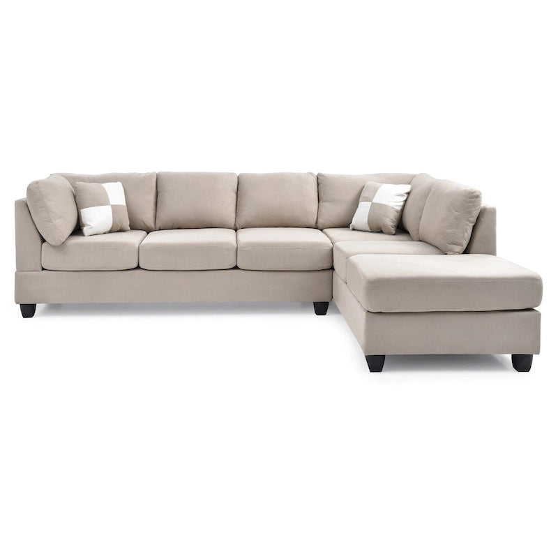 Canapé sectionnel 4 places en suédine de 282 cm avec 2 coussins de 282L x 198l x 86H cm