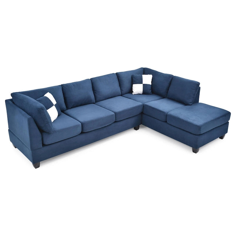 Canapé sectionnel 4 places en suédine de 282 cm avec 2 coussins de 282L x 198l x 86H cm