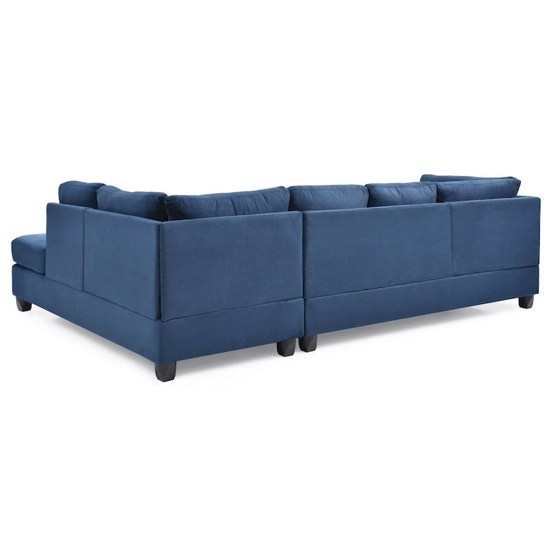 Canapé sectionnel 4 places en suédine de 282 cm avec 2 coussins de 282L x 198l x 86H cm