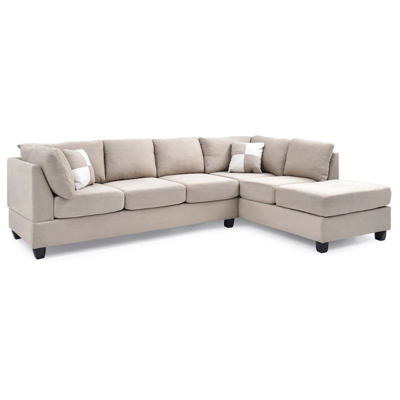 Canapé sectionnel 4 places en suédine de 282 cm avec 2 coussins de 282L x 198l x 86H cm