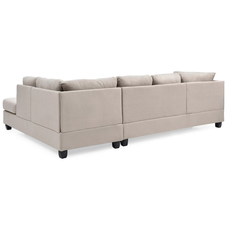 Canapé sectionnel 4 places en suédine de 282 cm avec 2 coussins de 282L x 198l x 86H cm