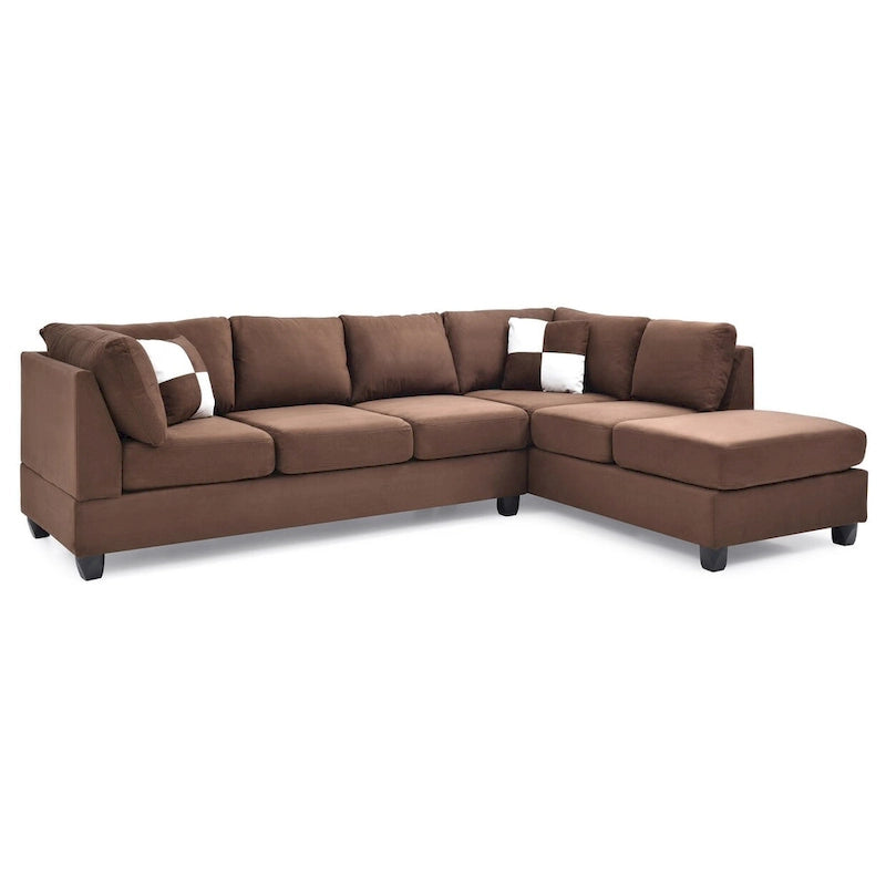 Canapé sectionnel 4 places en suédine de 282 cm avec 2 coussins de 282L x 198l x 86H cm