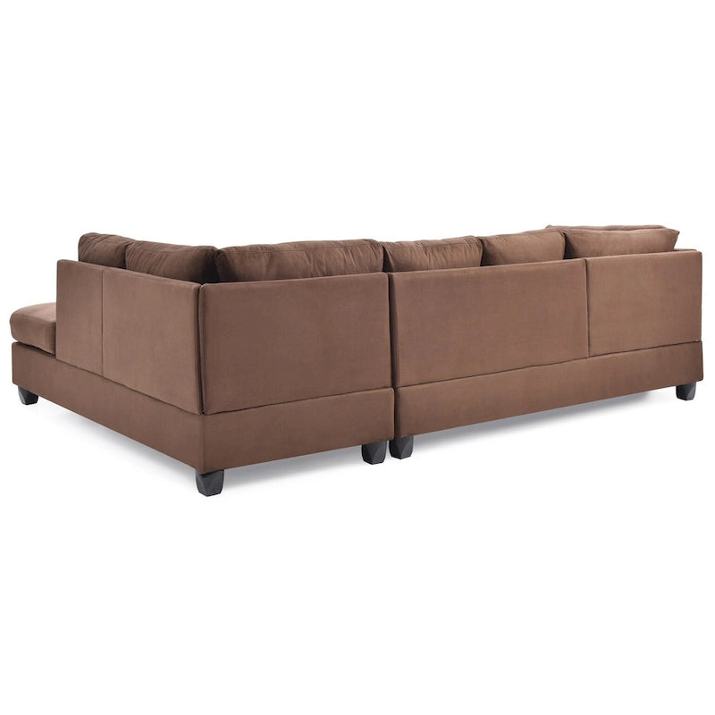 Canapé sectionnel 4 places en suédine de 282 cm avec 2 coussins de 282L x 198l x 86H cm