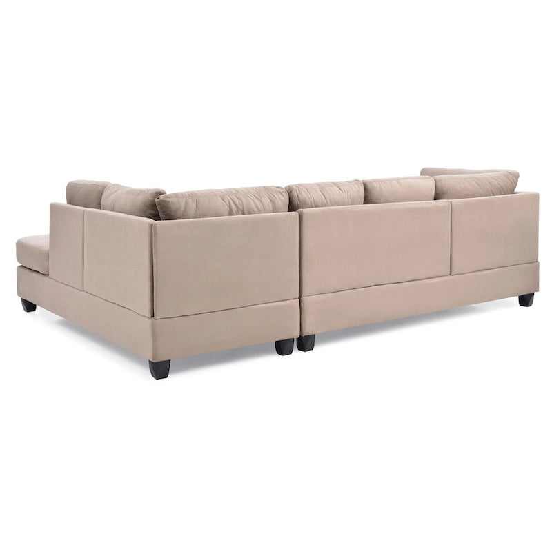 Canapé sectionnel 4 places en suédine de 282 cm avec 2 coussins de 282L x 198l x 86H cm