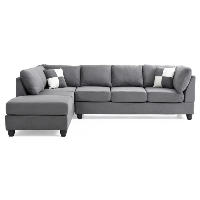 Canapé sectionnel 4 places en suédine de 282 cm avec 2 coussins de 282L x 198l x 86H cm