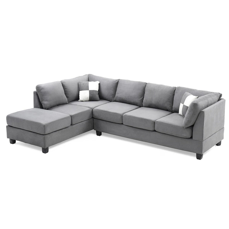 Canapé sectionnel 4 places en suédine de 282 cm avec 2 coussins de 282L x 198l x 86H cm