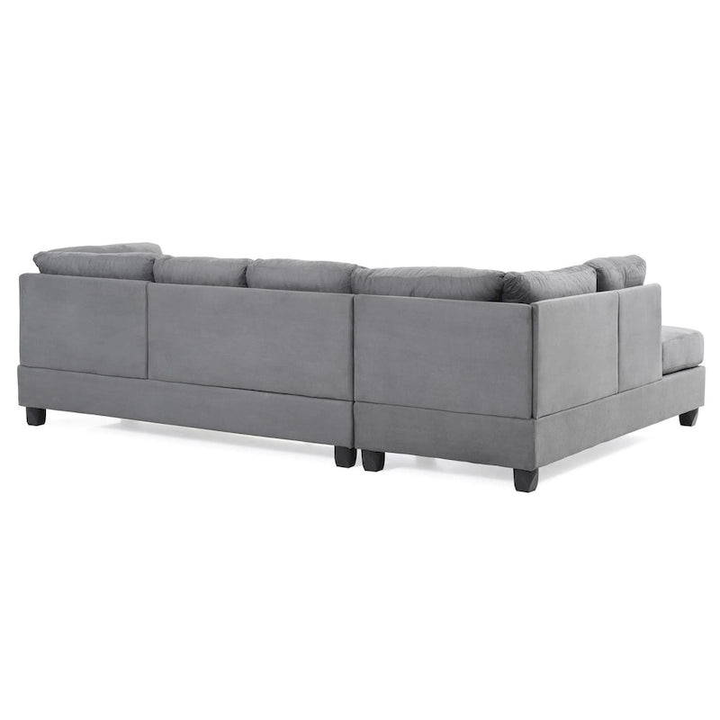 Canapé sectionnel 4 places en suédine de 282 cm avec 2 coussins de 282L x 198l x 86H cm
