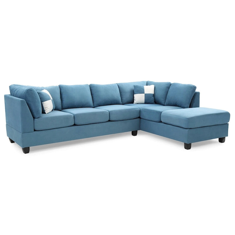 Canapé sectionnel 4 places en suédine de 282 cm avec 2 coussins de 282L x 198l x 86H cm