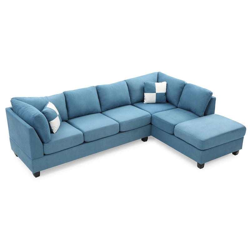 Canapé sectionnel 4 places en suédine de 282 cm avec 2 coussins de 282L x 198l x 86H cm