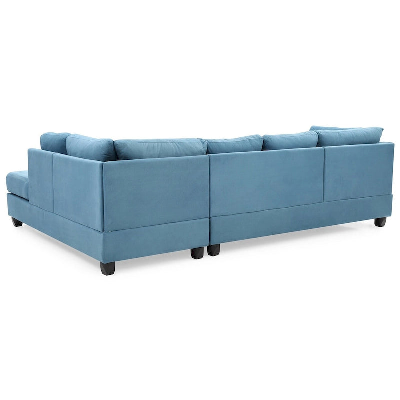 Canapé sectionnel 4 places en suédine de 282 cm avec 2 coussins de 282L x 198l x 86H cm