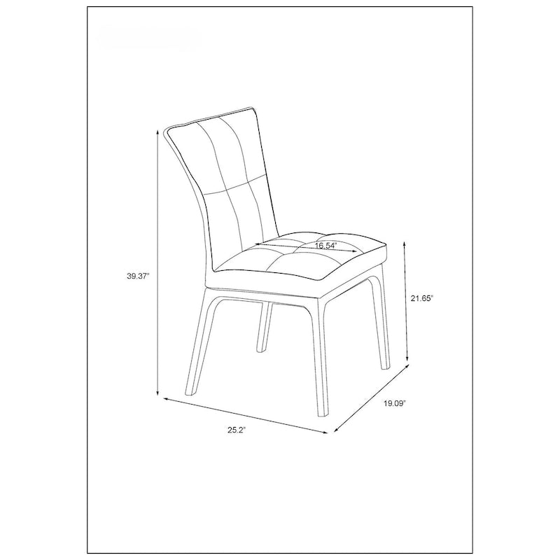 Chaise d'appoint capitonnée moderne avec cadre en bois massif, lot de 2