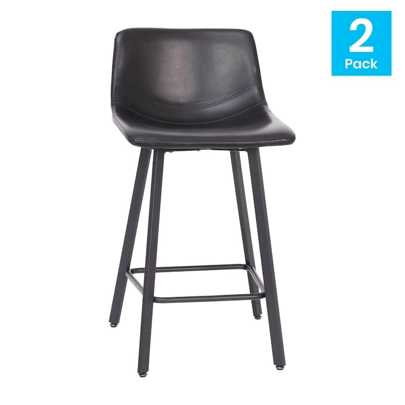 Lot de 2 tabourets de comptoir en métal rembourrés sans accoudoirs