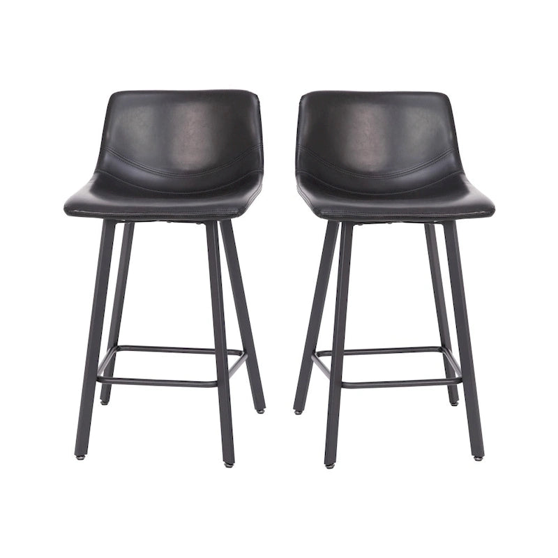Lot de 2 tabourets de comptoir en métal rembourrés sans accoudoirs