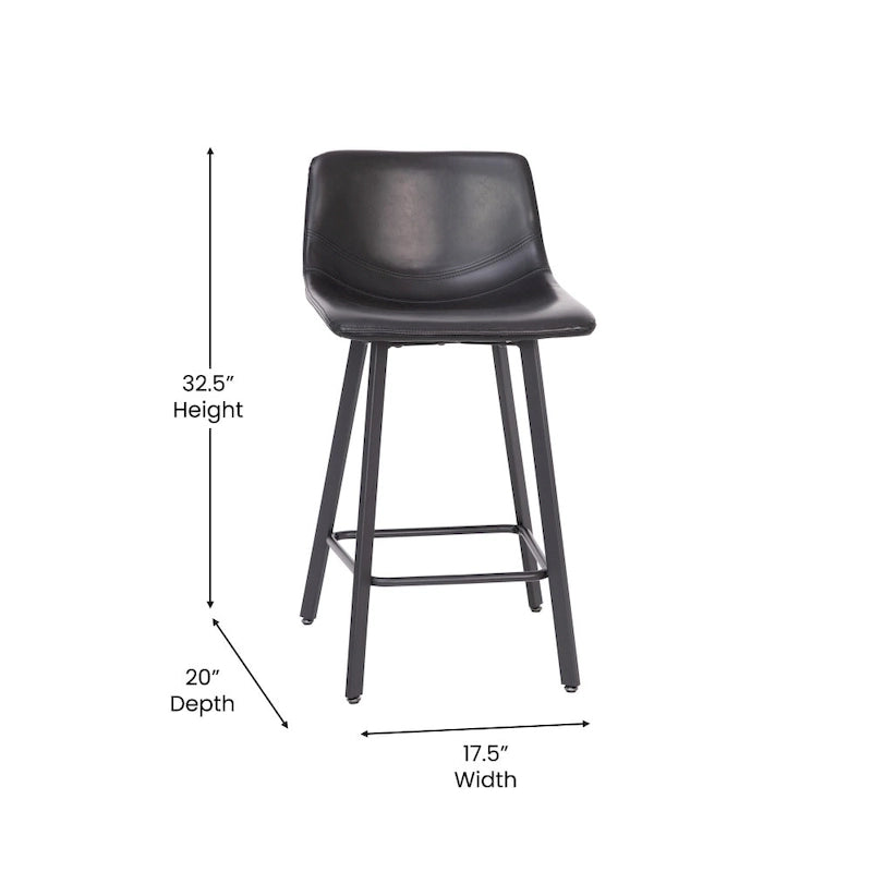 Lot de 2 tabourets de comptoir en métal rembourrés sans accoudoirs