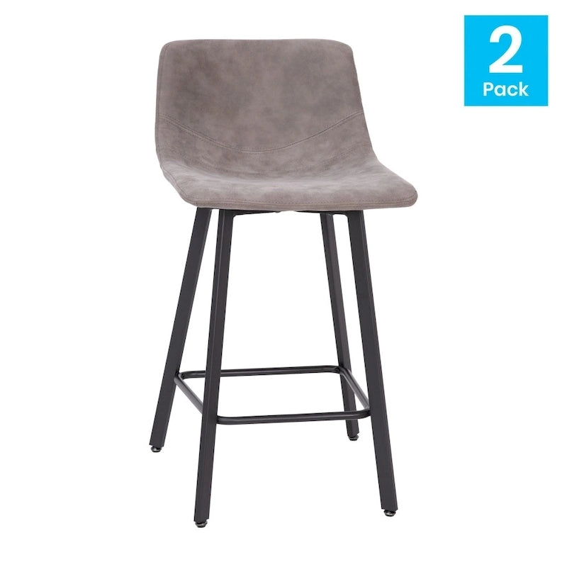 Lot de 2 tabourets de comptoir en métal rembourrés sans accoudoirs