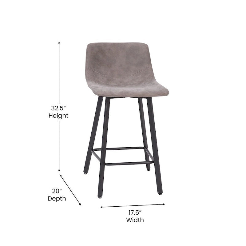 Lot de 2 tabourets de comptoir en métal rembourrés sans accoudoirs
