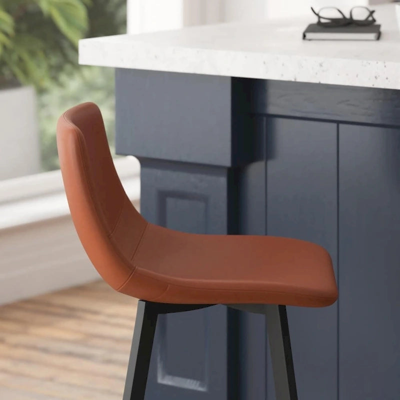 Lot de 2 tabourets de comptoir en métal rembourrés sans accoudoirs
