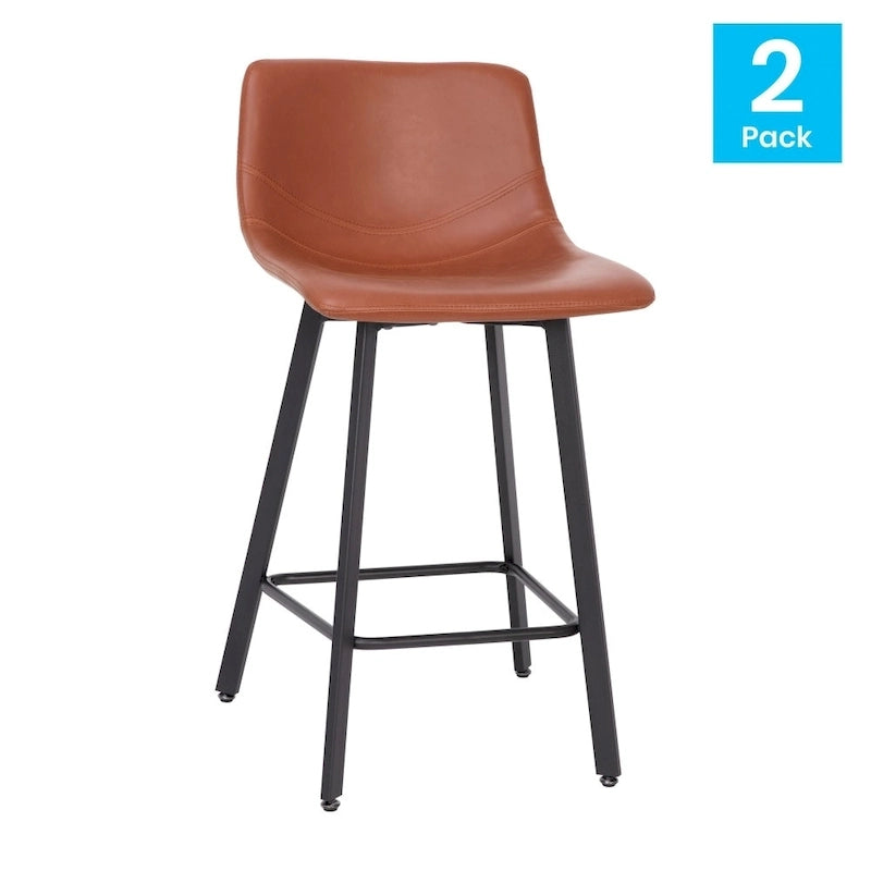 Lot de 2 tabourets de comptoir en métal rembourrés sans accoudoirs