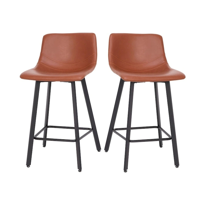 Lot de 2 tabourets de comptoir en métal rembourrés sans accoudoirs
