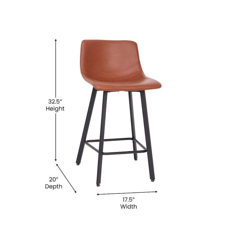 Lot de 2 tabourets de comptoir en métal rembourrés sans accoudoirs