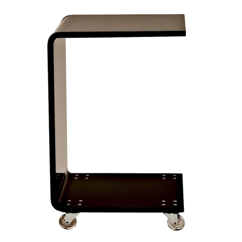Table d'appoint en acrylique 100 % en forme de C pour l'intérieur et l'extérieur