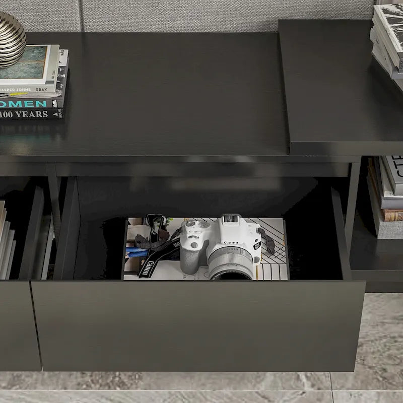 Meuble TV extensible avec rangement, console multimédia, centre de divertissement moderne