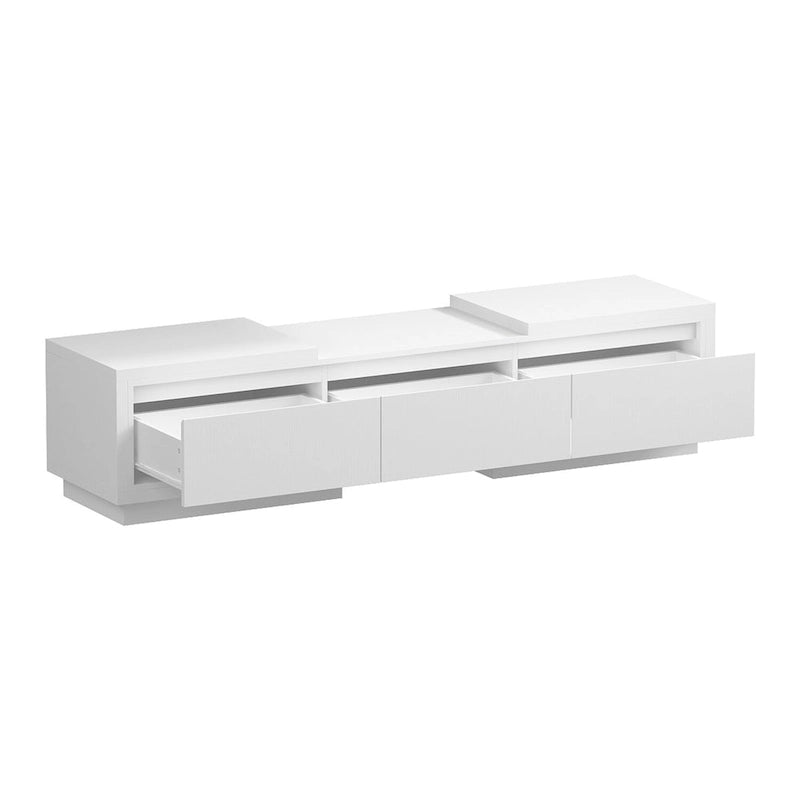 Meuble TV extensible avec rangement, console multimédia, centre de divertissement moderne