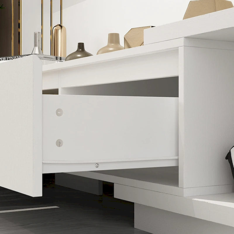 Meuble TV extensible avec rangement, console multimédia, centre de divertissement moderne
