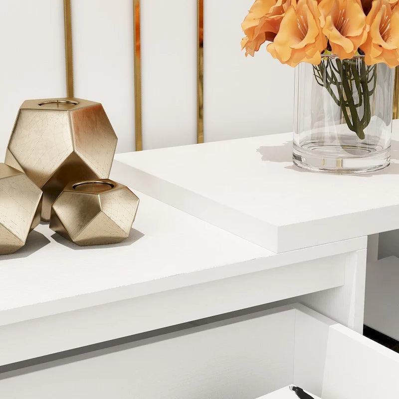 Meuble TV extensible avec rangement, console multimédia, centre de divertissement moderne