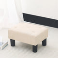 Bouton Touffeté Lin Repose-pieds Rectangulaire Petit Pouf
