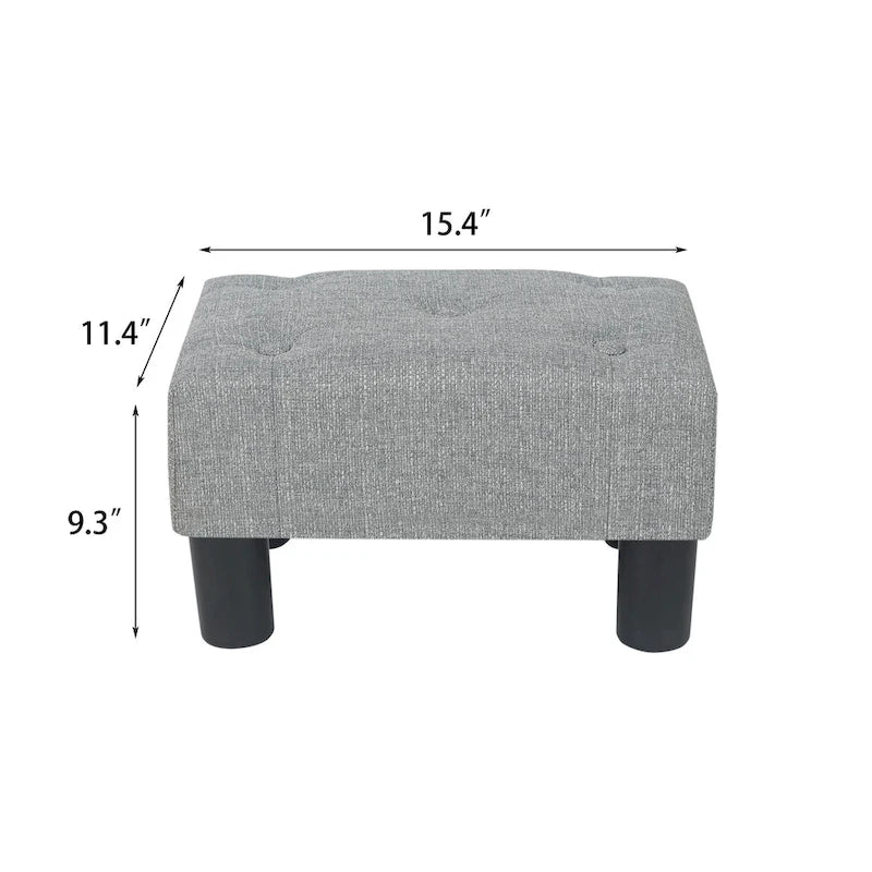 Bouton Touffeté Lin Repose-pieds Rectangulaire Petit Pouf