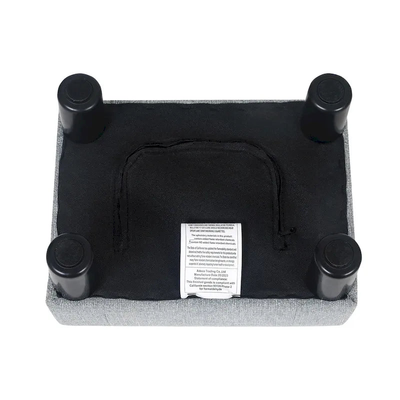 Bouton Touffeté Lin Repose-pieds Rectangulaire Petit Pouf
