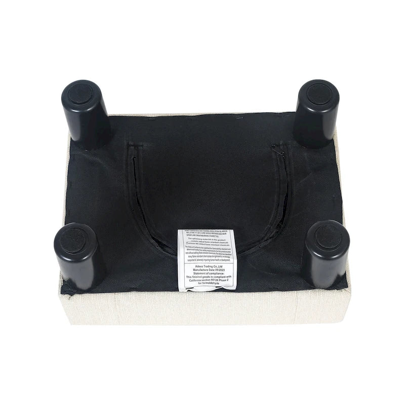 Bouton Touffeté Lin Repose-pieds Rectangulaire Petit Pouf